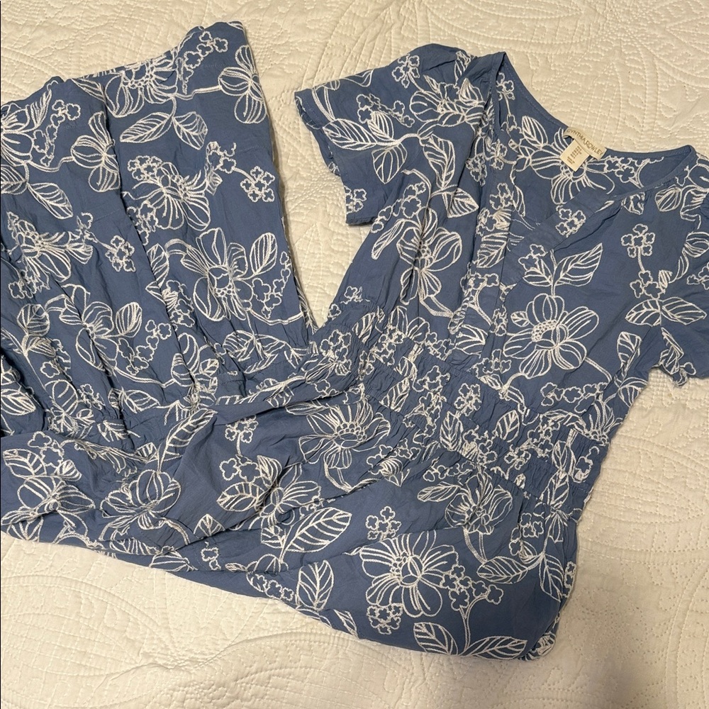 Cynthia Rowley Blue and White Floral Maxi Dress